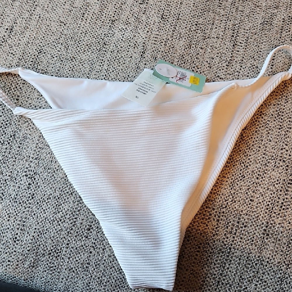 White Ribbed Bikini Bottom
